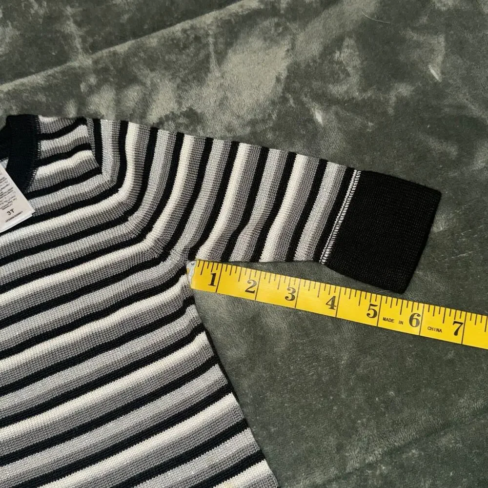 Guess Sweater Dress Kids 3T Black White Striped Crew Neck Long‎ Sleeve Pullover